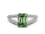 Emerald Cut Graduated Split Shank Engagement Ring Setting for a Fancy Green Lab-Grown Diamond | Platinum