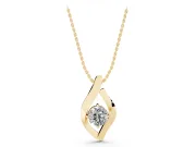 Round Lab-Grown Diamond Open Leaf Pendant Necklace | Prong Set | Yellow Gold