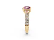 Princess Cut Three Row Pave Engagement Ring Setting for a Fancy Pink Lab-Grown Diamond | Yellow Gold