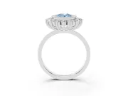 Oval Bezel Halo Engagement Ring Setting for a Fancy Blue Lab-Grown Diamond | Platinum