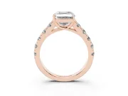 Asscher Cut Cut-Down Side Stone Engagement Ring Setting | Scalloped Shoulders | Rose Gold