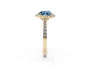Heart-Shaped Raised Halo Engagement Ring Setting for a Fancy Blue Lab-Grown Diamond | Yellow Gold