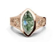 Marquise Vintage Bezel Engagement Ring Setting for a Fancy Green Lab-Grown Diamond | Engraved Band | Rose Gold