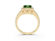 Asscher Cut Pave Halo Engagement Ring Setting for a Fancy Green Lab-Grown Diamond | Yellow Gold