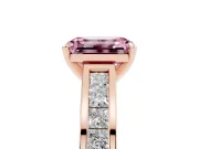 Emerald Cut Channel Engagement Ring Setting for a Fancy Pink Lab-Grown Diamond | Rose Gold