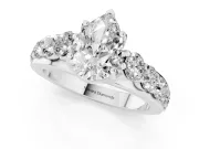 Pear-Shaped Graduated Side Stone Engagement Ring Setting | Shared Prong Rails | Sterling Silver