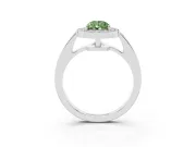 Fancy Green Pear Cut Diamond Halo Pavé Engagement Ring Set in Silver with Bezel Setting