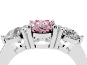 Oval Three Stone Engagement Ring Setting for a Fancy Pink Lab-Grown Diamond | Open Prong Baskets | Sterling Silver