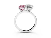 Fancy Pink Radiant Cut and Emerald Cut Toi Moi Ring Set in Platinum with Prong Setting