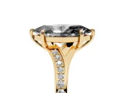 Marquise Pavé Solitaire Engagement Ring Setting for a Black Center | Yellow Gold