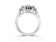 Round Halo Engagement Ring Setting for a Fancy Blue Lab-Grown Diamond | Side Clusters | White Gold