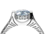 Oval Vintage Cathedral Engagement Ring Setting for a Fancy Blue Lab-Grown Diamond | Carved Band | Platinum