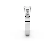 Asscher Cut Diamond Solitaire Ring Set in Platinum with Channel-Set Accent Stones and Prong Setting