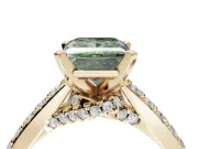 Princess Cut Pavé Engagement Ring Setting for a Fancy Green Lab-Grown Diamond | Crossover Gallery | Yellow Gold