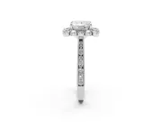 Princess Cut Vintage Scalloped Halo Engagement Ring Setting | Milgrain Pavé Band | Sterling Silver
