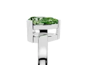 Fancy Green Pear Cut Diamond Solitaire Ring Set in White gold with Prong Head and Smooth Polished Band