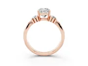 Cushion Cut Bar-Set Accent Engagement Ring Setting | Grooved Band | Rose Gold
