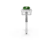 Princess Cut Halo Engagement Ring Setting for a Fancy Green Lab-Grown Diamond | Pavé Band | Platinum
