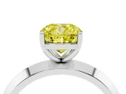 Fancy Yellow Cushion Cut Diamond Solitaire Engagement Ring Set in Silver with Flat Band and Prong Setting