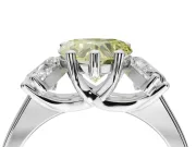 Heart-Shaped Three Stone Engagement Ring Setting for a Fancy Yellow Lab-Grown Diamond | Tapered Band | Sterling Silver
