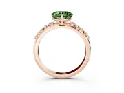 Fancy Green Heart Cut Diamond Cluster Solitaire Ring Set in Rose gold with Prong Setting