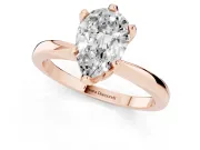 Pear Cut Diamond Solitaire Engagement Ring Set in Rose gold with Slim Tapered Solitaire Band