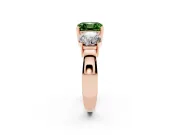 Asscher Cut Three Stone Engagement Ring Setting for a Fancy Green Lab-Grown Diamond | Wide Plain Band | Rose Gold