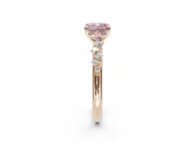 Cushion Cut Graduated Solitaire Engagement Ring Setting for a Fancy Pink Lab-Grown Diamond | Rose Gold