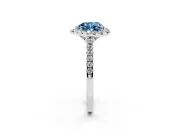 Heart-Shaped Raised Halo Engagement Ring Setting for a Fancy Blue Lab-Grown Diamond | Pave Band | Sterling Silver