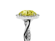 Round Halo Engagement Ring Setting for a Fancy Yellow Lab-Grown Diamond | Pavé Twist Band | Platinum