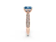 Asscher Cut Pavé Solitaire Engagement Ring Setting for a Fancy Blue Lab-Grown Diamond | Multi-Row Shoulders | Rose Gold