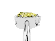 Fancy Yellow Pear Cut Diamond Halo Engagement Ring Set in Silver with Plain Split Shank and Prong Setting