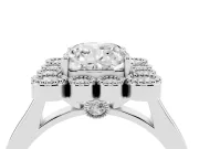 Cushion Cut Vintage Milgrain Bezel Cluster Halo Engagement Ring Setting | Plain Band | White Gold