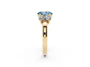 Oval Three Stone Engagement Ring Setting for a Fancy Blue Lab-Grown Diamond | Double Claw Head | Yellow Gold