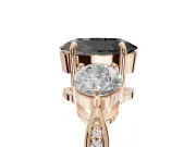 Fancy Black Oval Lab-Grown Diamond Three-Stone Ring Set in Rose Gold with Channel-Set Band and Prong Setting