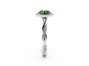 Round Halo Engagement Ring Setting for a Fancy Green Lab-Grown Diamond | Pavé Twist Band | Platinum