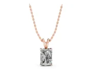 Radiant Cut Lab-Grown Diamond Solitaire Pendant Necklace | Split Bail | Rose Gold