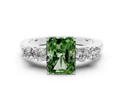 Radiant Cut 5 Stone Engagement Ring Setting for a Fancy Green Lab-Grown Diamond | White Gold