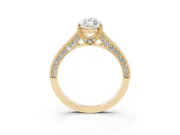 Marquise Vintage Hidden Halo Engagement Ring Setting | Milgrain Pave Band | Yellow Gold