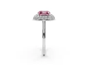 Asscher Cut Pave Halo Engagement Ring Setting for a Fancy Pink Lab-Grown Diamond | Slim Plain Band | Platinum