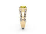 Cushion Cut Halo Split Shank Engagement Ring Setting for a Fancy Yellow Lab-Grown Diamond | Pavé Strands | Yellow Gold