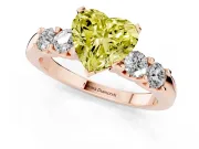 Heart-Shaped Five Stone Engagement Ring Setting for a Fancy Yellow Lab-Grown Diamond | Rose Gold
