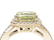 Asscher Cut Halo Split Shank Engagement Ring Setting for a Fancy Yellow Lab-Grown Diamond | Pavé Shoulders | Yellow Gold