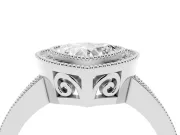 Heart Cut Diamond Round Halo Ring Set in Platinum with Pavé Band