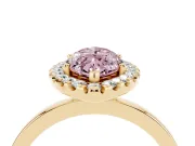Marquise Thin Halo Engagement Ring Setting for a Fancy Pink Lab-Grown Diamond | Plain Polished Band | Yellow Gold