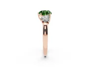 Heart-Shaped Three Stone Engagement Ring Setting for a Fancy Green Lab-Grown Diamond | Matching Side Stones | Rose Gold