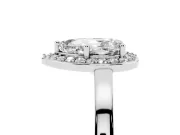 Pear Cut Diamond Halo Ring Set in Platinum with Solitaire Band and Prong Setting