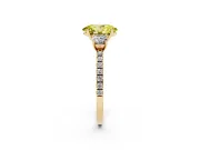 Oval Three Stone Engagement Ring Setting for a Fancy Yellow Lab-Grown Diamond | Pave Shoulders | Yellow Gold
