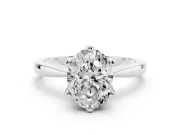 Oval Cut Diamond Solitaire Engagement Ring Set in Platinum with Slim Tapered Solitaire Band