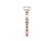 Radiant Cut Diamond Solitaire Ring Set in Rose gold with Channel-Set Baguette Band and Prong Setting